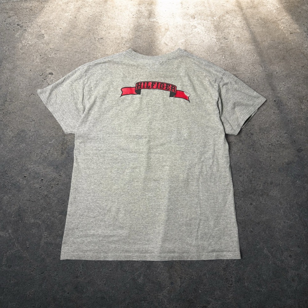 Vintage Tommy Jeans Hilfiger Bowling Graphic T-Shirt Gray 90s Skater XL